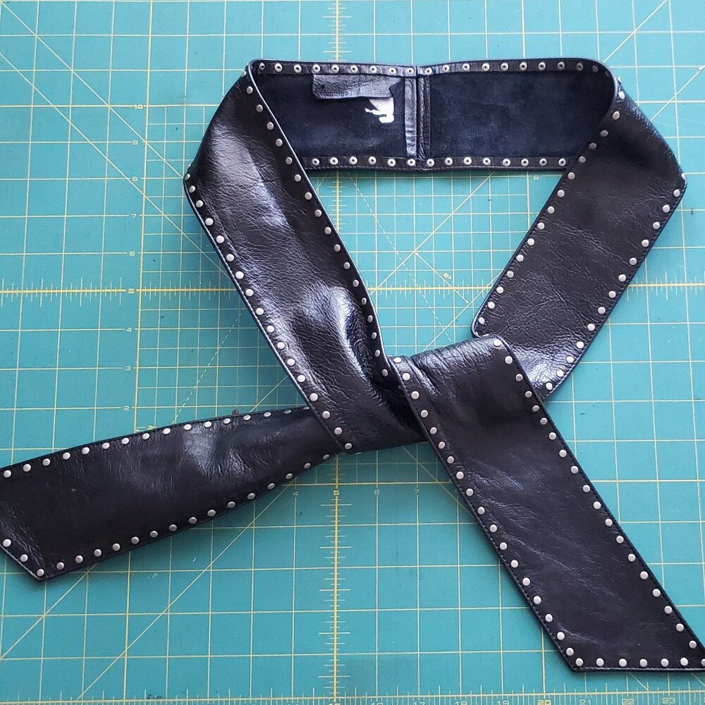 Studded Black Leather Sash